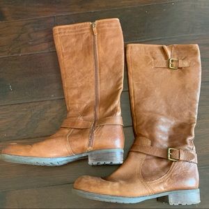 Brown Leather Franco Sarto Leather Riding Boots